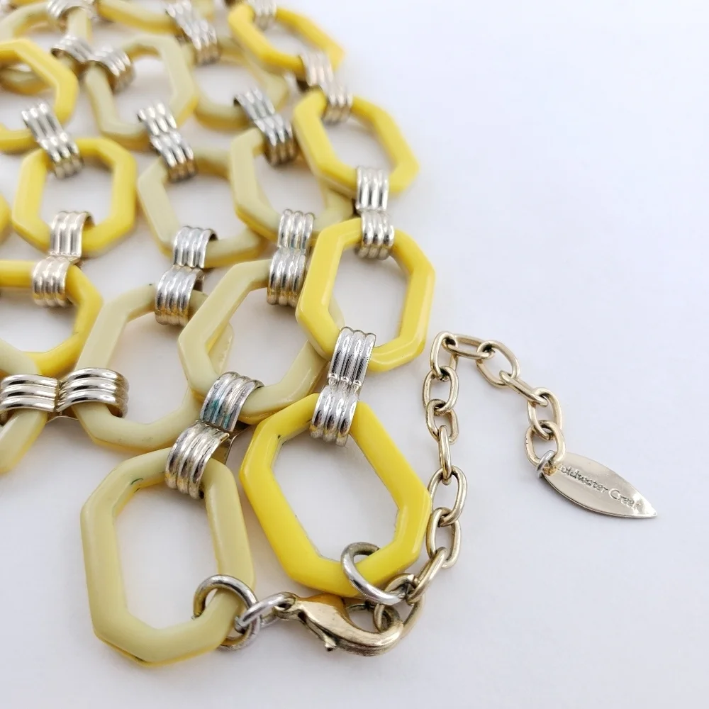 Y2K Coldwater Creek long necklace yellow acrylic open links chunky layer